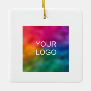 Custom Business Logo QR Code Minimalist Template Ceramic Ornament