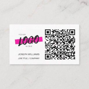 Custom Business Logo QR Code Modern White Simple Business Card