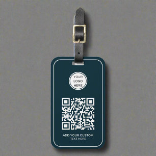Custom Business Logo QR Code Professional Blue Luggage Tag