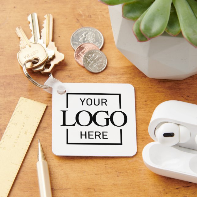 Custom Business Logo & QR Code Promotional Swag Keychain (Desk)