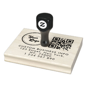 Custom Business Logo Qr Code & Return Address Rubber Stamp