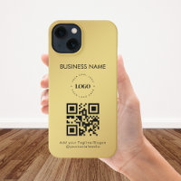 Custom Business Logo QR Code Text Gold Gradient