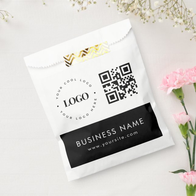 Custom Business Logo QR Code & Text Paper Bag (Sealed)