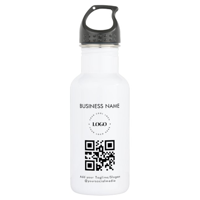 Custom Business Logo QR Code & Text Promotional 532 Ml Water Bottle (Front)