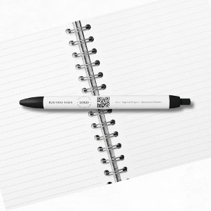 Custom Business Logo QR Code & Text Promotional Black Ink Pen