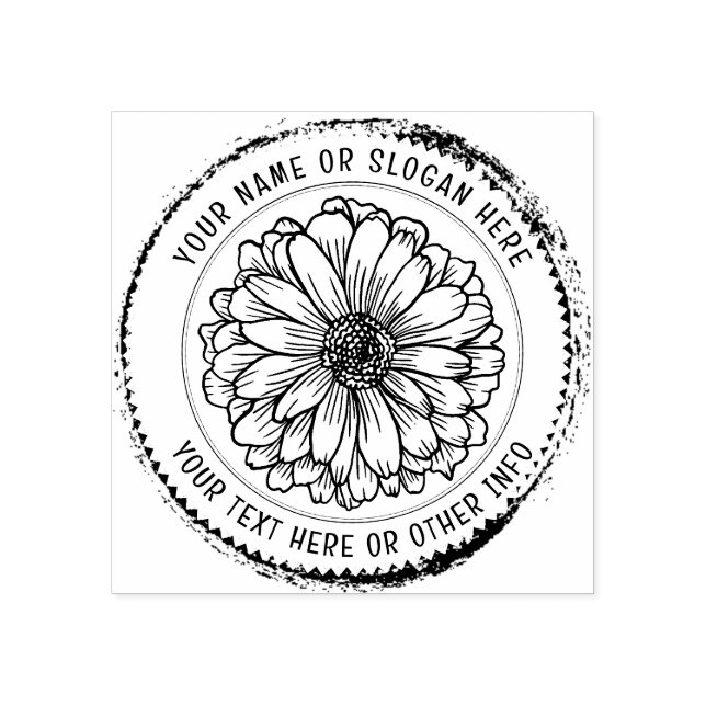 Custom Business Logo | RUSTIC FLOWERS BOTANICAL Rubber Stamp (Imprint)