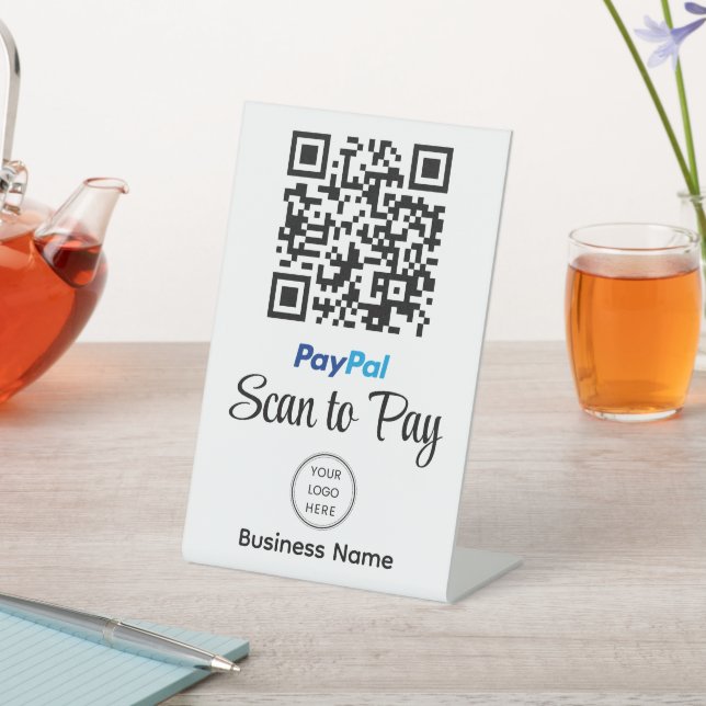 Custom Business Logo Scan To Pay QR Code  Pedestal Sign (In SItu)