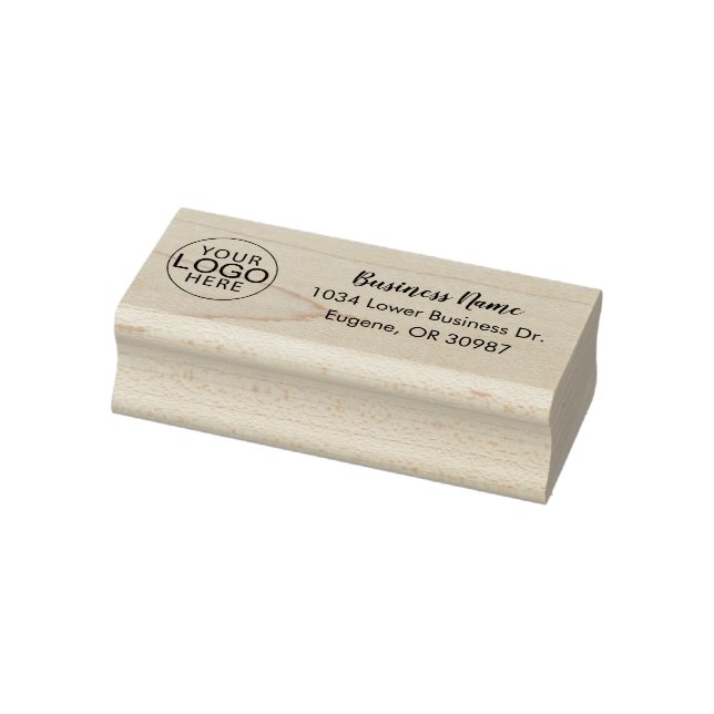 Custom Business Logo Script Modern Address Rubber Stamp (Stamp)