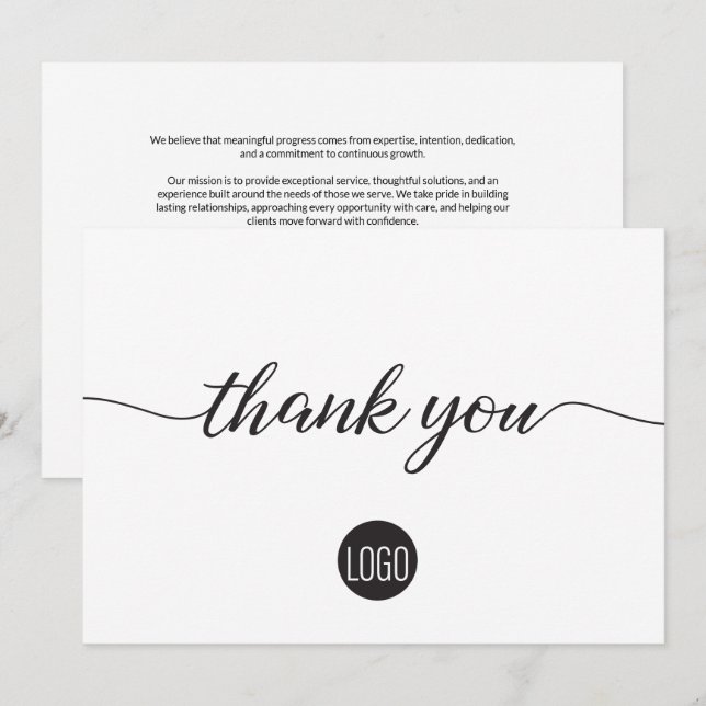 Custom Business Logo & Signatures Script Thank You Card (Front/Back)