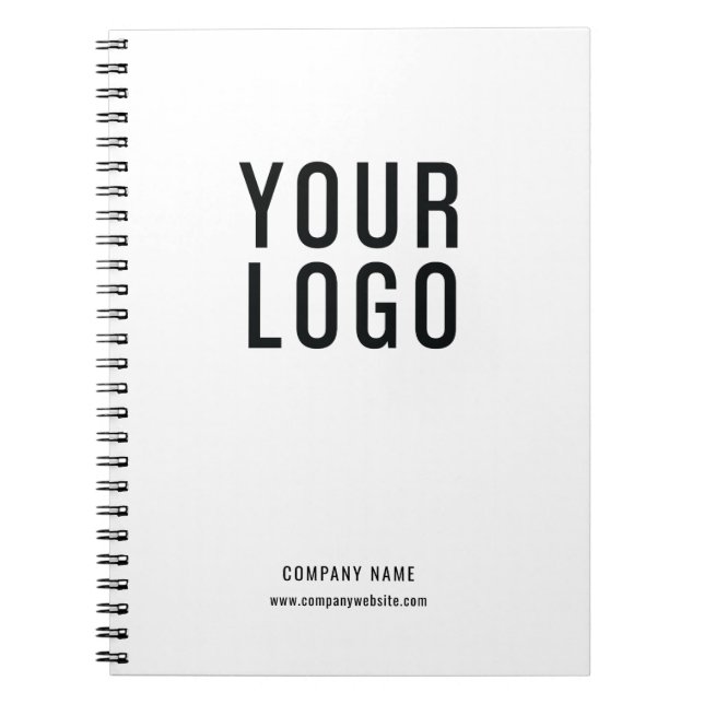 Custom Business Logo Simple White Promotional Notebook (Front)