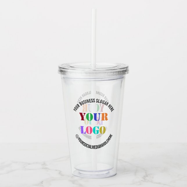 Custom Business Logo Social Media Acrylic Tumbler (Front)
