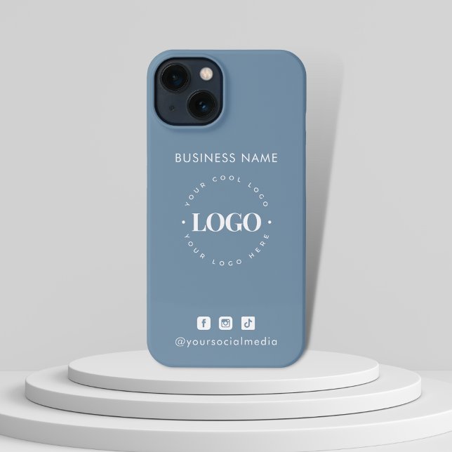 Custom Business Logo & Social Media Minimalist   iPhone Case (Creator Uploaded)