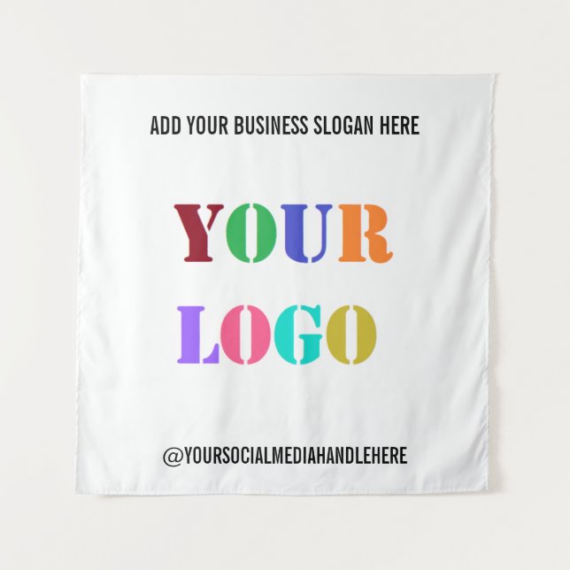Custom Business Logo Social Media Name Tapestry (Front)