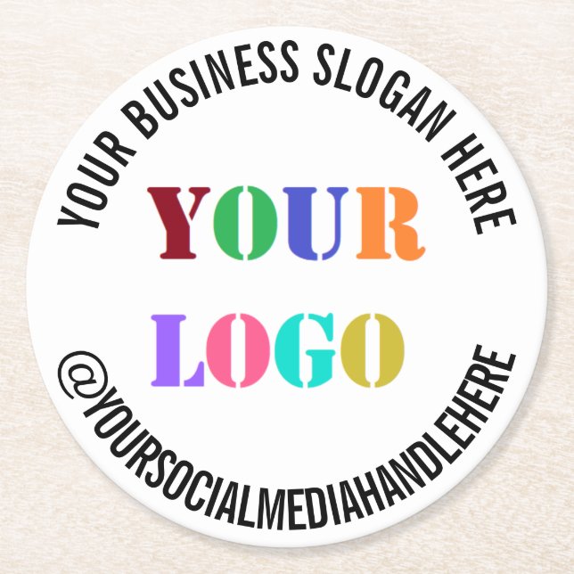 Custom Business Logo Social Media Paper Coasters (Front)