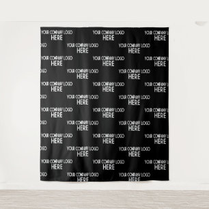 Custom Business Logo Step & Repeat Backdrop Black Tapestry