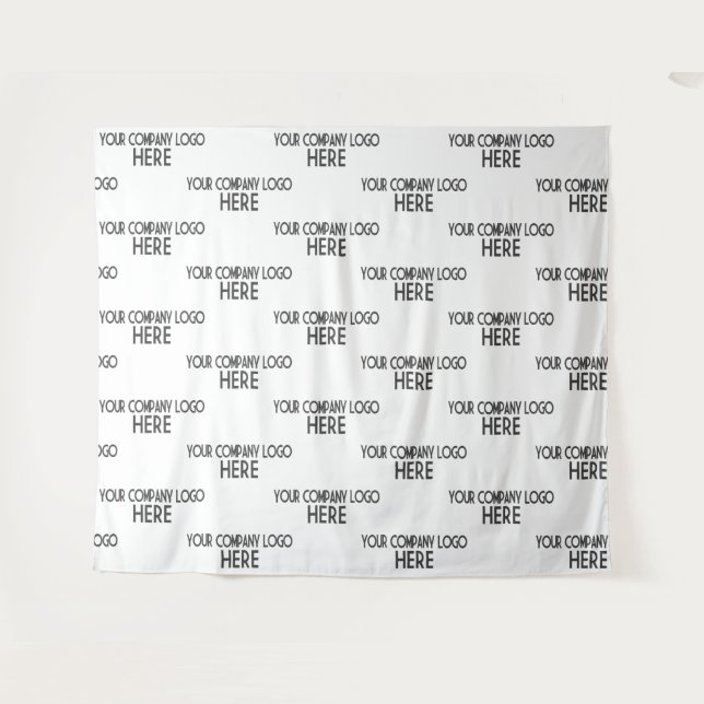 Custom Business Logo Step & Repeat Backdrop White Tapestry (Front (Horizontal))