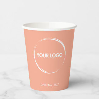 Custom Business Logo Template Peach Paper Cups