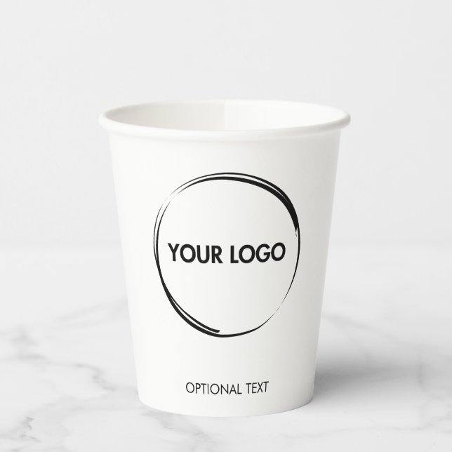 Custom Business Logo Template White Paper Cups (Left)
