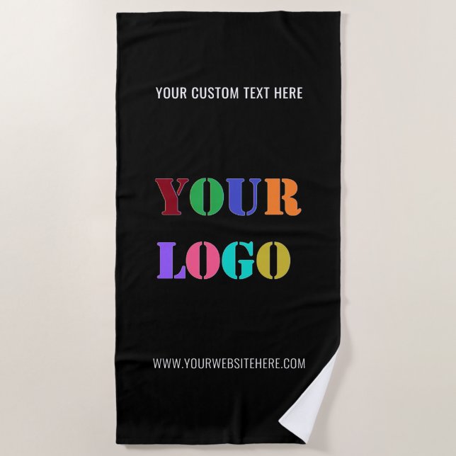 Custom Business Logo Text Beach Towel Choose Colou (Front)
