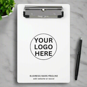 Custom Business Logo & Text Black & White Branded Mini Clipboard