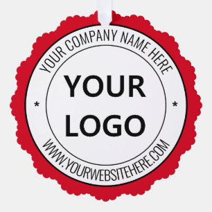 Custom Business Logo Text Christmas Ornament Card