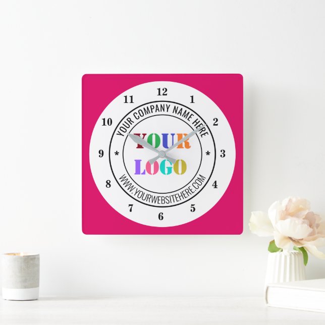 Custom Business Logo Text Company Clock (Home)