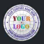 Custom Business Logo Text Company Dart Board<br><div class="desc">Custom Colours and Fonts - Design Your Own Dartboards with Simple Personalized Your Company Logo and Name Website or Custom Text Professional Design Promotional Business Dart Board / Gift - Add Your Logo - Image or Photo - QR Code / Name - Company / Website or Phone , E-mail /...</div>
