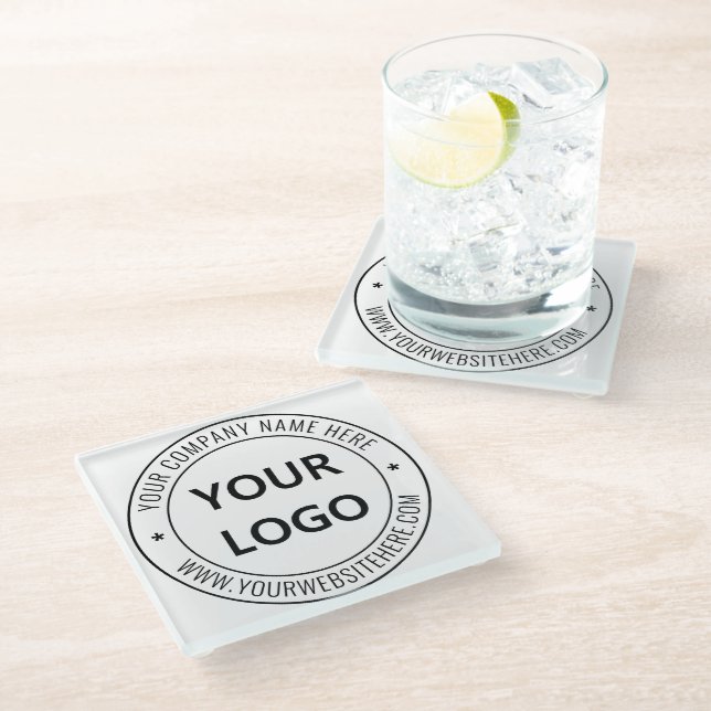 Custom Business Logo Text Company Glass Coaster (Angled)
