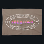 Custom Business Logo Text Company Kitchen Towel<br><div class="desc">Kitchen Towels with Custom Business Logo Company Stamp - Personalized Website - Text Promotional Professional Customizable Stamp Gift - Add Your Logo - Image / Name - Company / Website - Information - Resize and move or remove and add elements / text with customization tool. Choose / add your colour...</div>