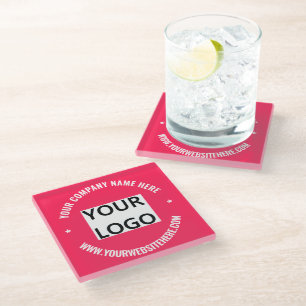 Custom Business Logo Text Glass Coaster Your Colou