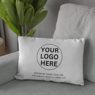 Custom Business Logo & Text l Black & White Promo Accent Pillow