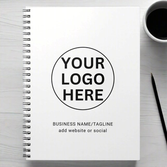 Custom Business Logo & Text l Black & White Promo Notebook (Creator Uploaded)