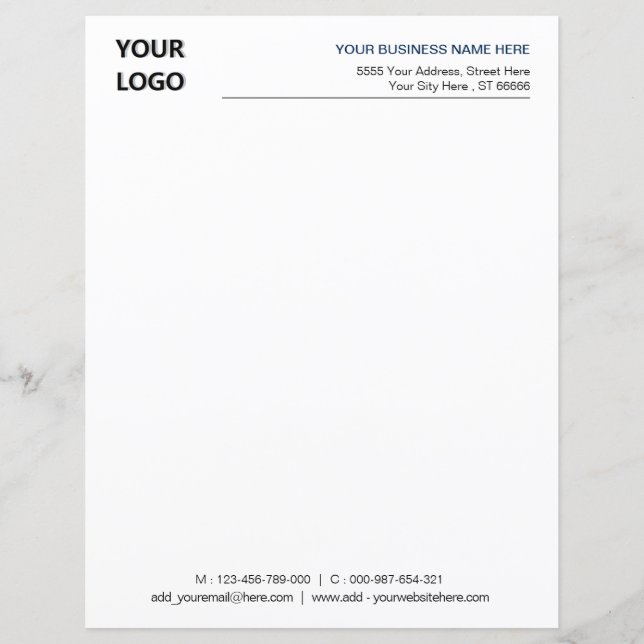 Custom Business Logo Text Letterhead Template (Front)
