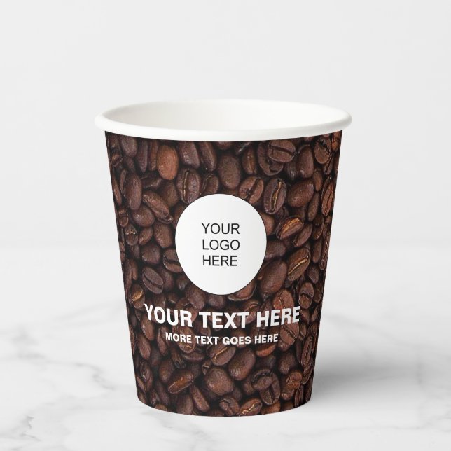 Custom Business Logo Text Marketing Coffee Beans Paper Cups (Front)