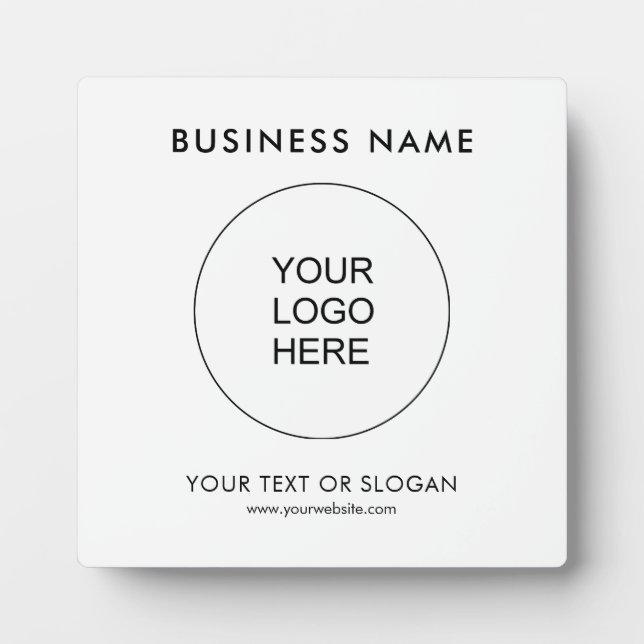 Custom Business Logo Text Minimalist Template Plaque (Front)