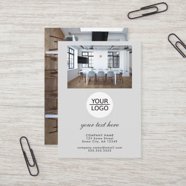 Custom Business Logo & Text Office Card (Front/Back In Situ)