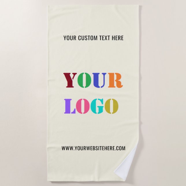 Custom Business Logo Text Promotional Beach Towel (Front)