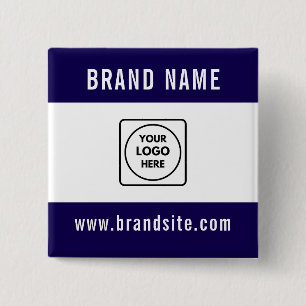 Custom Business Logo Text Promotional Branding 2 Inch Square Button