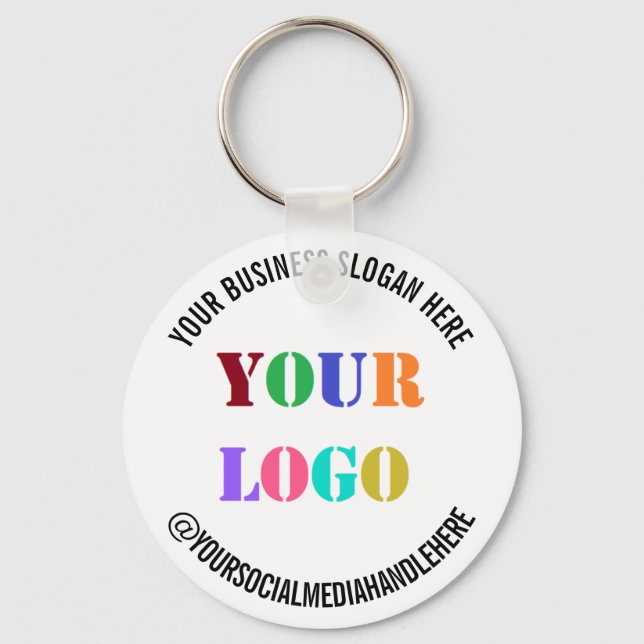 Custom Business Logo Text Promotional Social Media Keychain (Front)