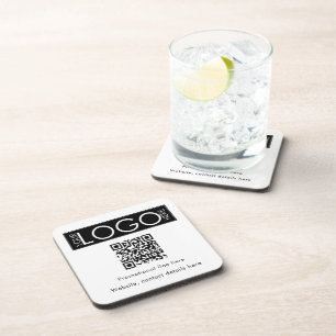 Custom Business Logo Text QR Code Promotional Coaster