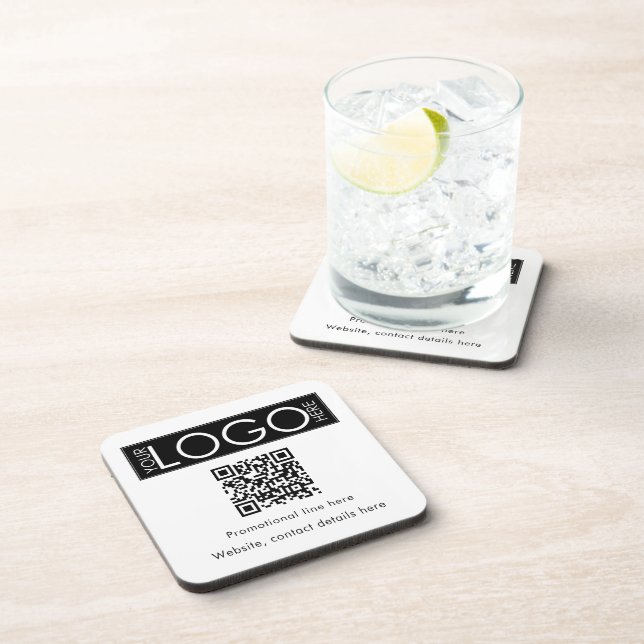 Custom Business Logo Text QR Code Promotional Coaster (Right Side)