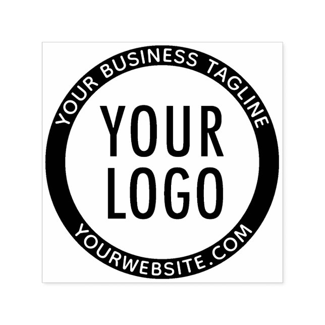 Custom Business Logo & Text Round Company Self-inking Stamp (Design)