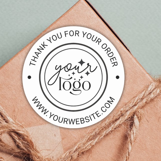 Custom Business Logo Thank You Classic Round Sticker (Custom thank you business logo sticker)