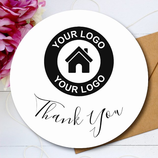 Custom Business Logo Thank You Classic Round Sticker (Creator Uploaded)