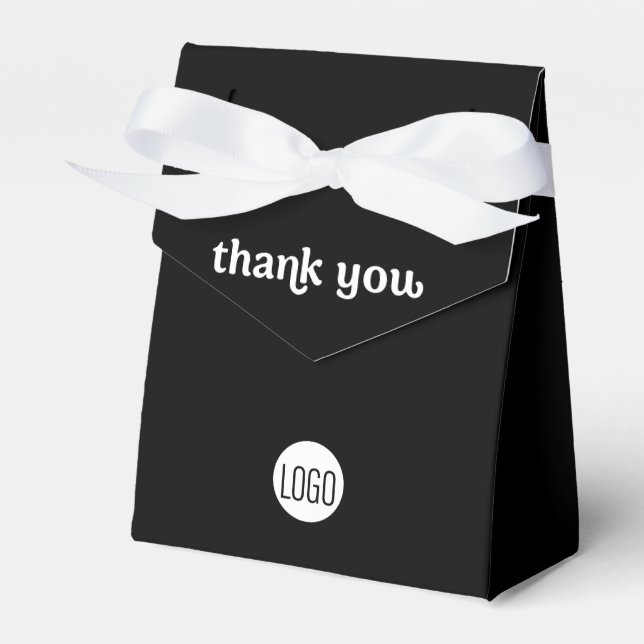 Custom Business logo Thank you QR code Black  Favor Box (Front Side)
