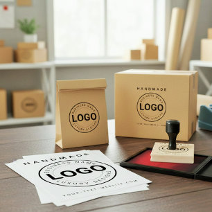 Custom Business Logo & Website Handmade Brand Rubber Stamp