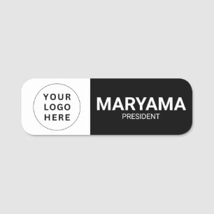 Custom Business Logo   White Black Employee Staff Name Tag