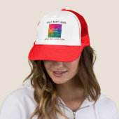 Custom Business Logo White Red Unisex Baseball Trucker Hat (In Situ)