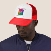 Custom Business Logo White Red Unisex Baseball Trucker Hat (In Situ)