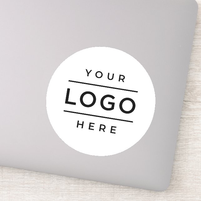 Custom Business Logo White Vinyl Round (Detail)